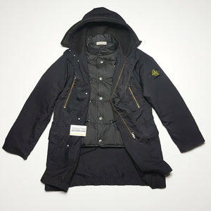 STONE ISLAND MENS DAVID TC DOWN JACKET BLACK PARKA COAT SIZE L LARGE